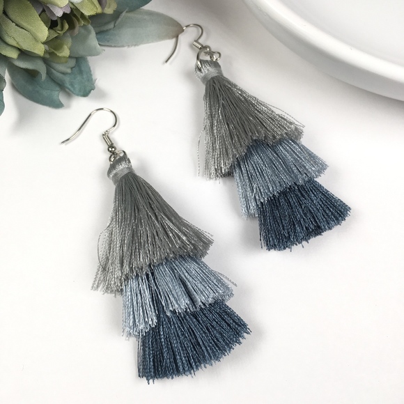 Multicolored Tiered Tassel Dangle Earrings - Picture 4 of 4